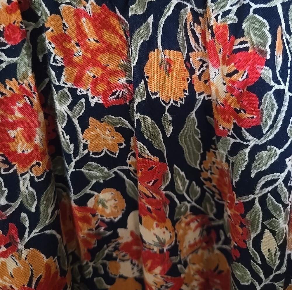 Floral V-Neck Boho Skort Dress in Black and Orange - Picture 3 of 3